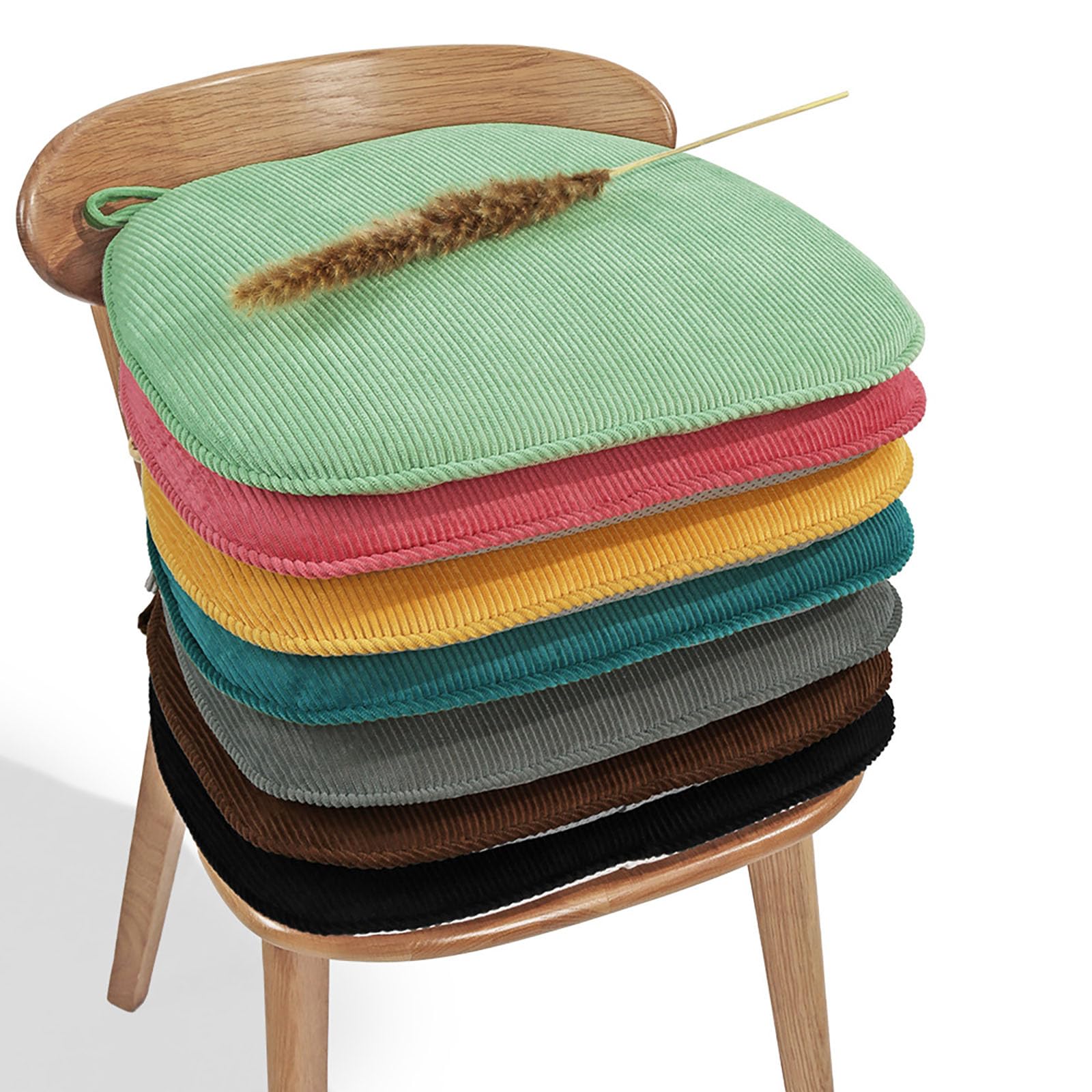 Generico Cuscino per Sedia Semicircolare Lavabile con Lacci 43x41x35 Cm. Cuscino Antiscivolo per Sedia da Esterno per Sedia da Giardino, Sedia da Pranzo O Sedia da Ufficio,Marrone,2PCS