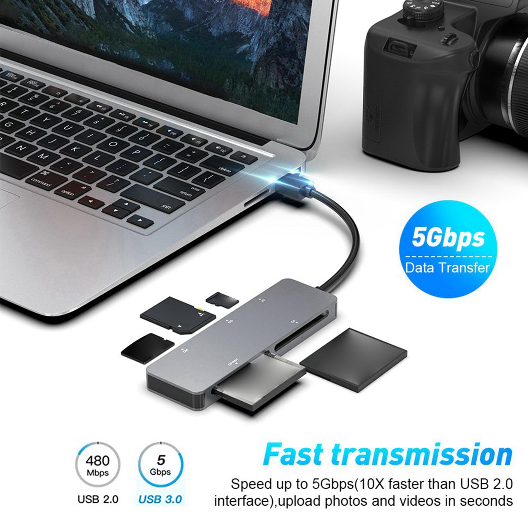 2 x czytnik kart USB 3.0 CFast//XD/SD/TF czytnik kart USB 5 w 1, 5 Gbit/S do akcesoriów do laptopów