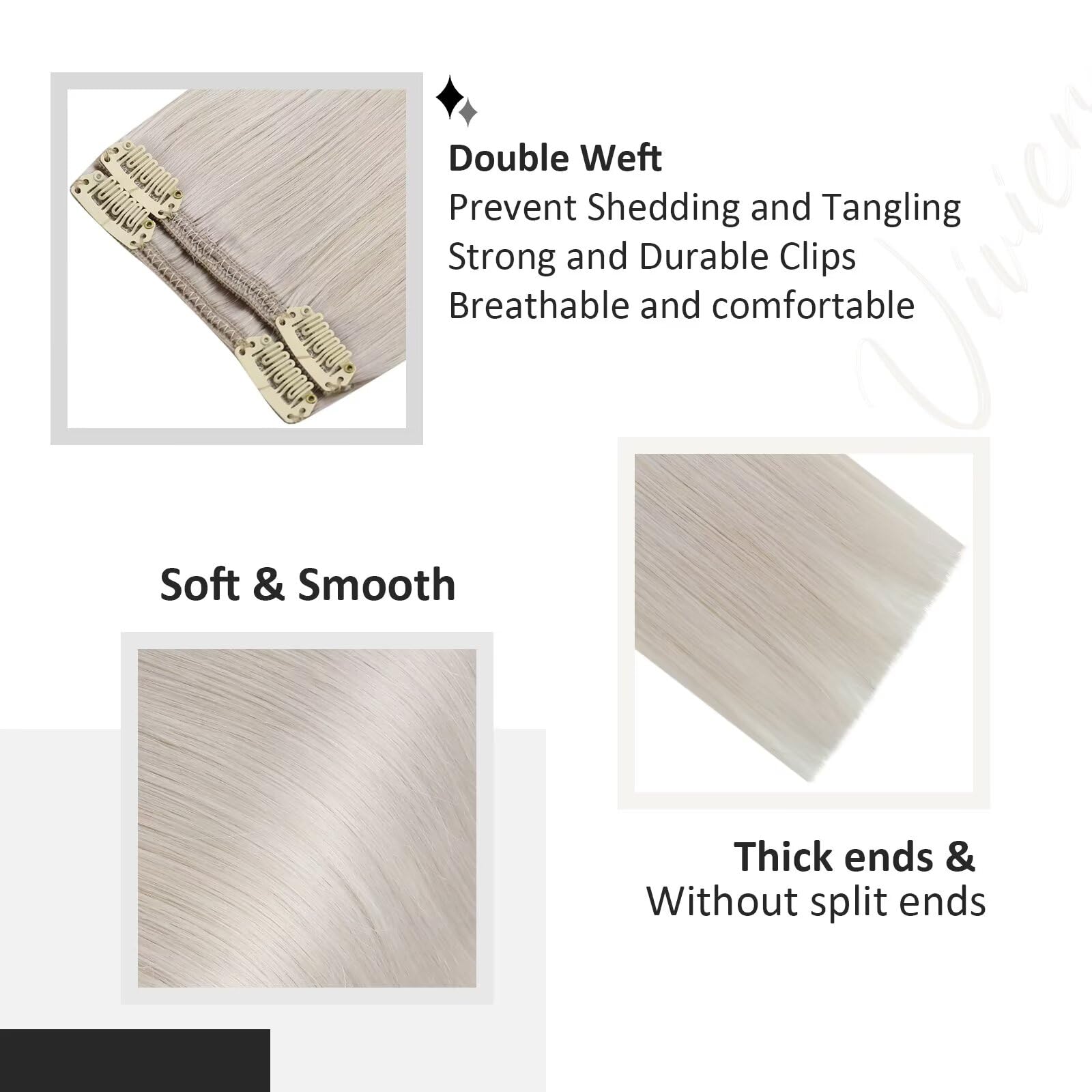 Vivien Capelli Clip Extension 45cm Capelli Extension Veri Clip Biondo Extension Clip Capelli Veri Estensione Capelli Veri Clip Naturale #60 7pcs/120g