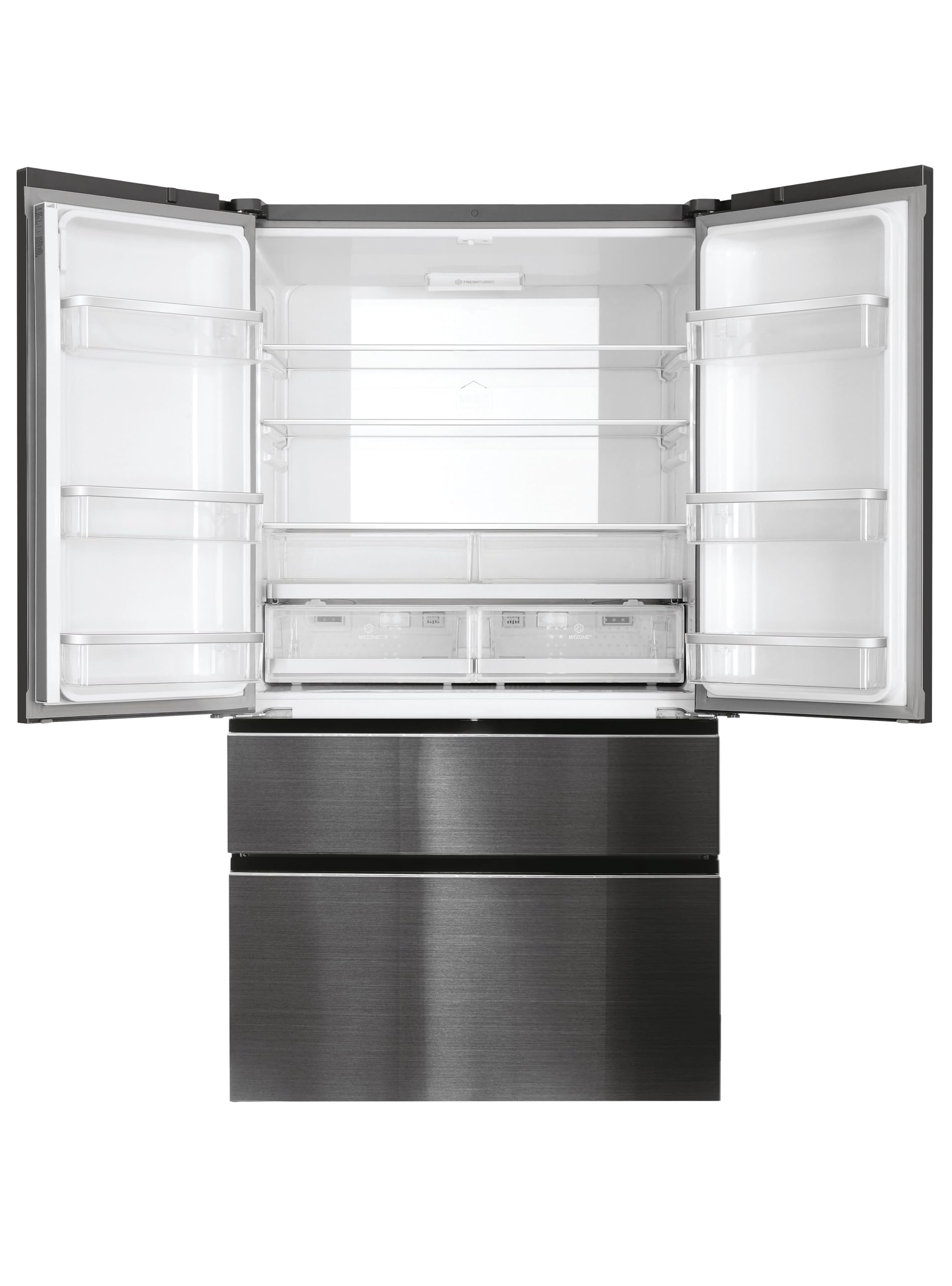 Haier FD 100 Series 7 HB26FSNAAA - Frigorífico, Puerta Francesa, Fabricación de Hielo Automática, Tecnología Antibacterias, Motor Inverter, Ancho 100cm, Capacidad XXL,Total No Frost, Titanium