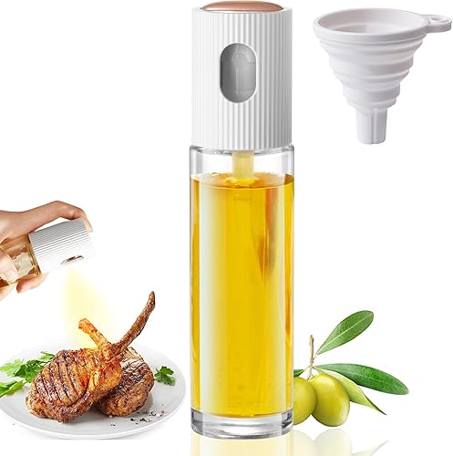 funvim Pulverizador de aceite de oliva para juego de cocina,Spray dispensador de aceite de oliva de 3.4 onzas,Botella de spray de cocina de vidrio