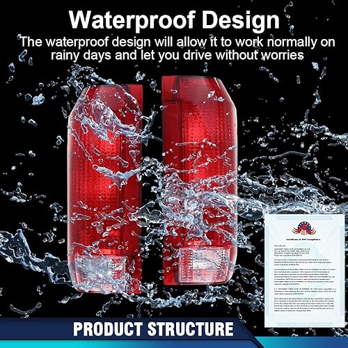 Miniatura 63 de PIT66 Luces traseras, compatibles con Ford F150 2009 2010 2011 2012 2013 2014 Conjunto de luces de freno traseras izquierda y derecha, lente roja