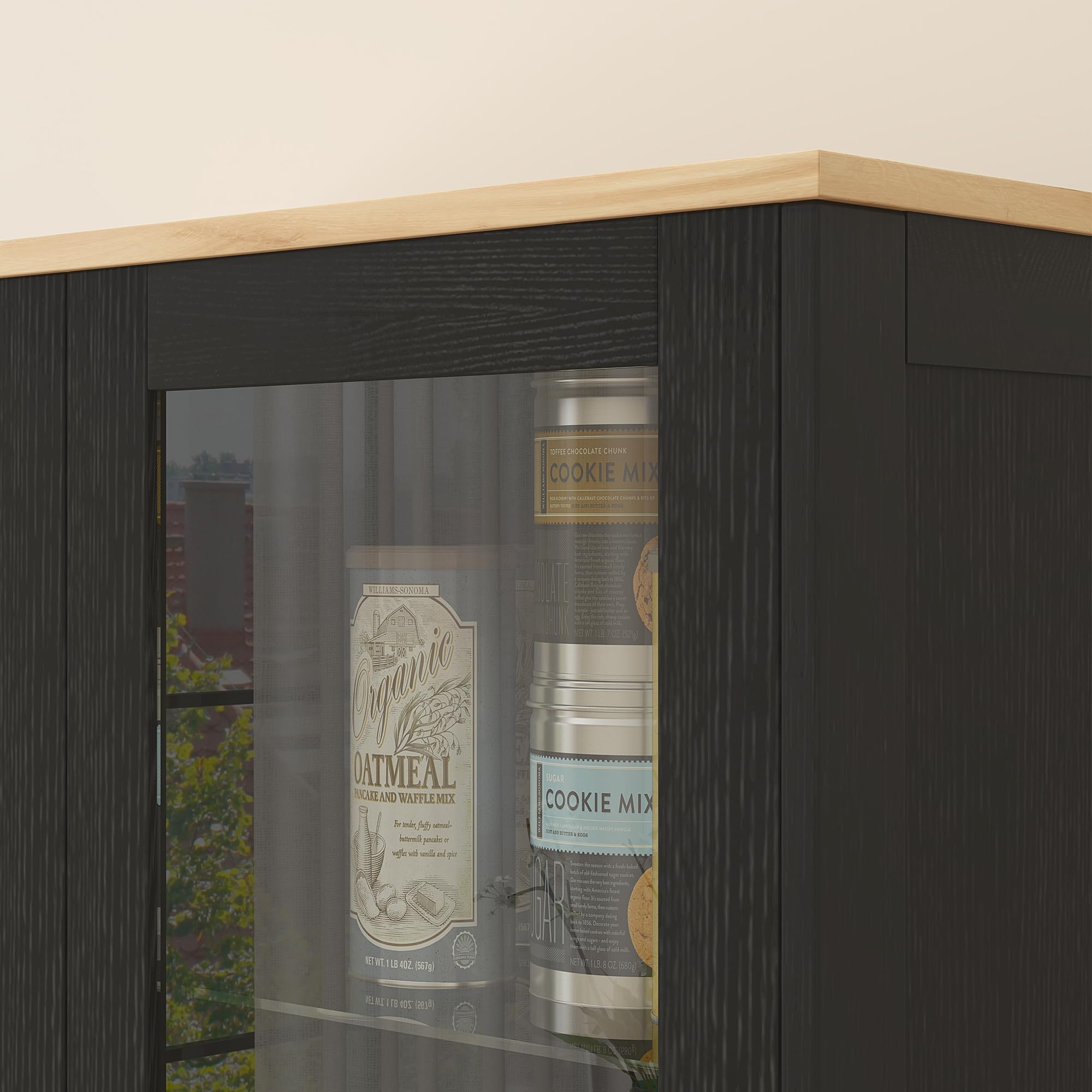 HOMCOM Armario de Cocina, aparador de Cocina, Vitrina de Porcelana, Vitrina con 2 Puertas Incluyendo una Puerta de Cristal - Mueble de Almacenamiento con estantes Ajustables y 9 Compartimentos, 76 x | 2 puertas, incluyendo una puerta de cristal, mueble de