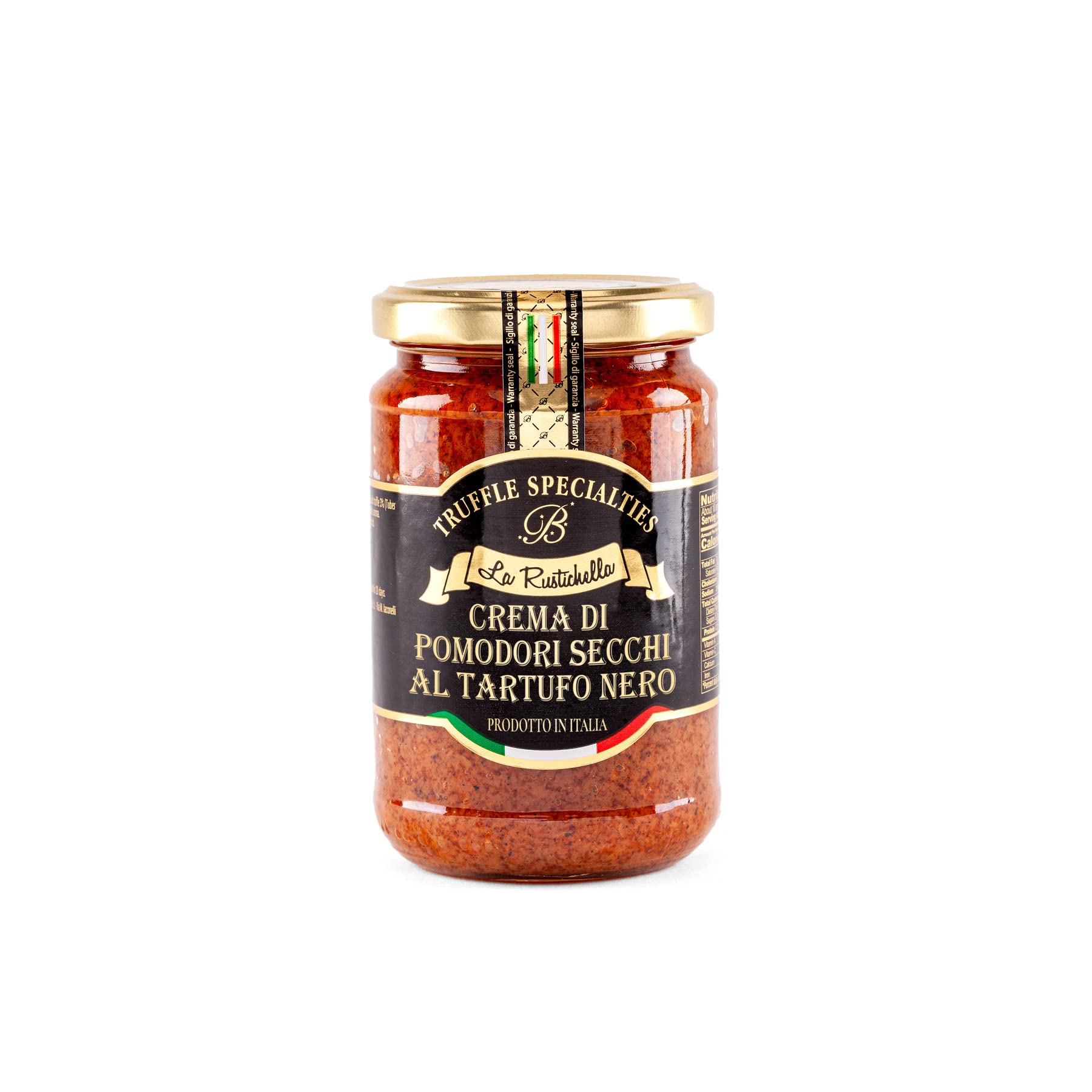 La Rustichella - Crema di Pomodori Secchi al Tartufo Nero 280g , Vegan , Gluten Free , Cholesterol Free - Prelibatezza Italiana