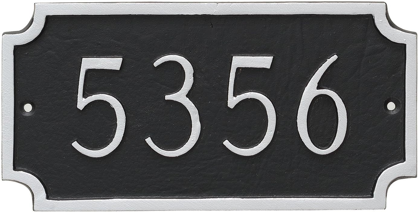Montague Metal Princeton Petite Address Sign Plaque, 4" x 7.75", Black/White