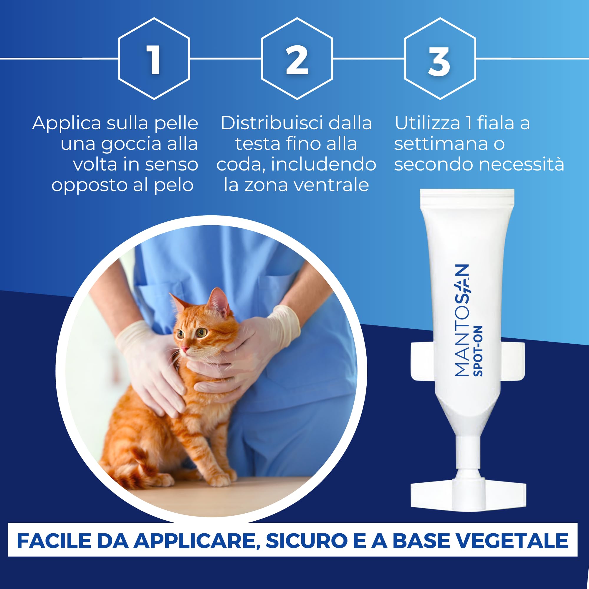 Mantosan Spot-On Vegetale per Gatti 5 Pipette da 3ml Protezione Naturale con Olio di Neem Ozonizzato e Oli essenziali di Geranio, Citronella, Lemongrass, Lavanda e Rosmarino - Nuova Formula