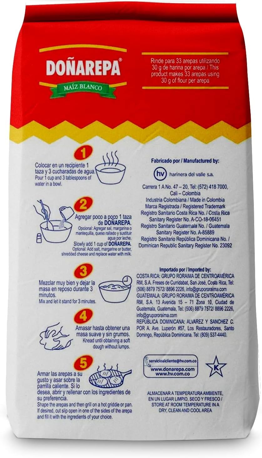 Harina de Maíz Blanca Extrafina 1 kg Doña Arepa