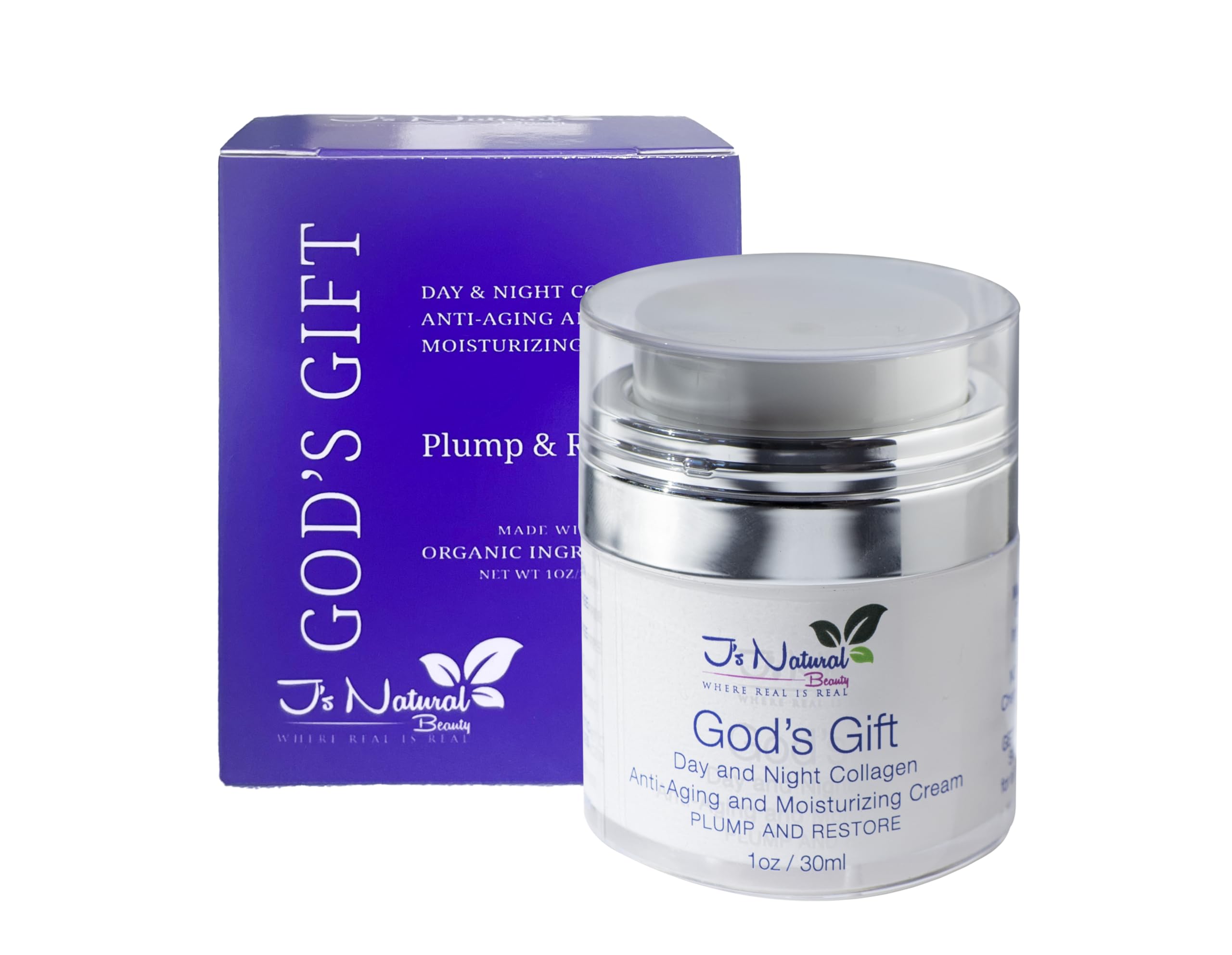J's Natural Beauty God's Gift Day and Night Collagen Anti-Aging and Moisturizing Cream