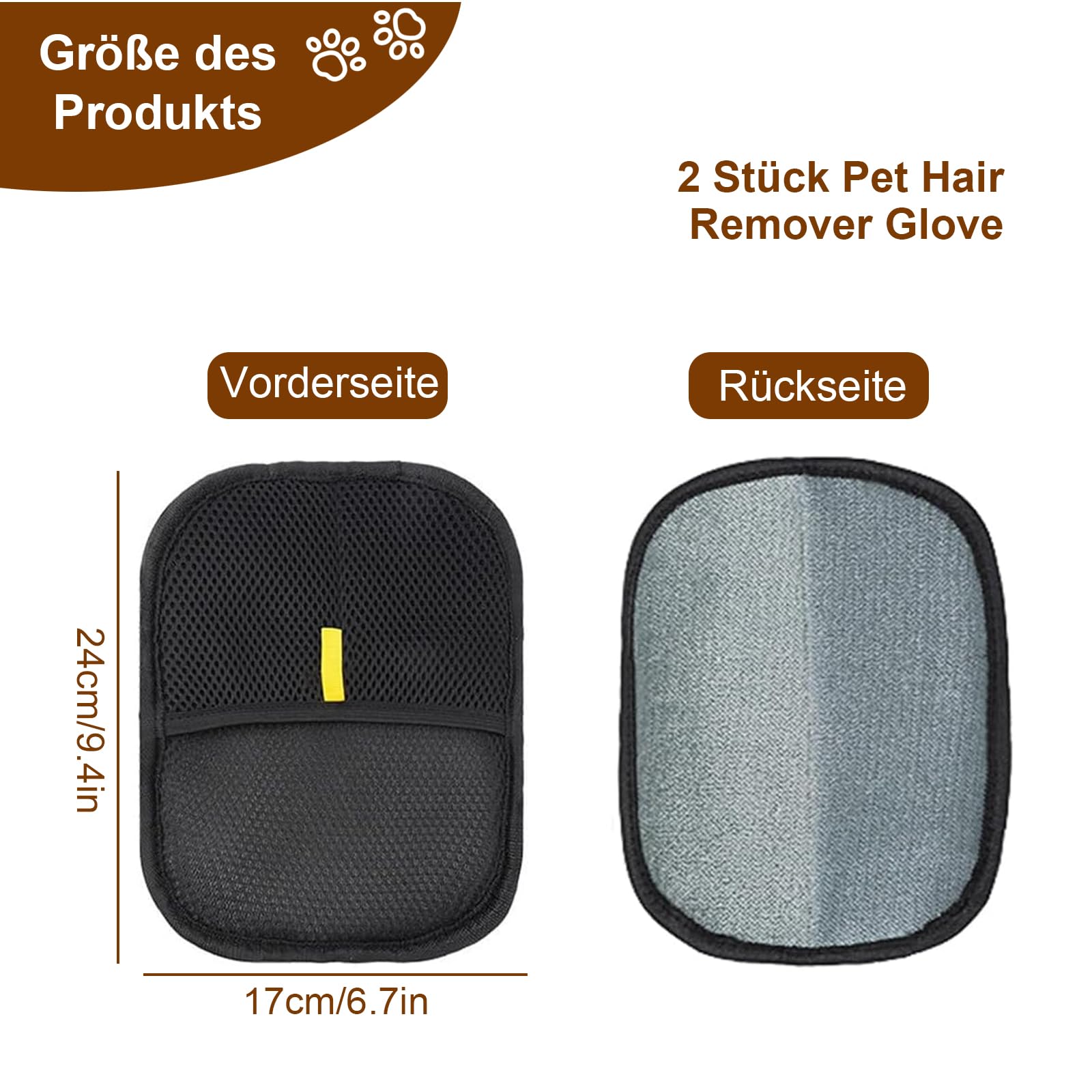 Cfcyhla Pack of 2 Double-Sided Grooming Gloves for Pets 24 x 17 cm Pet Hair Remover Glove, Fur Magnet Gloves - Image 2