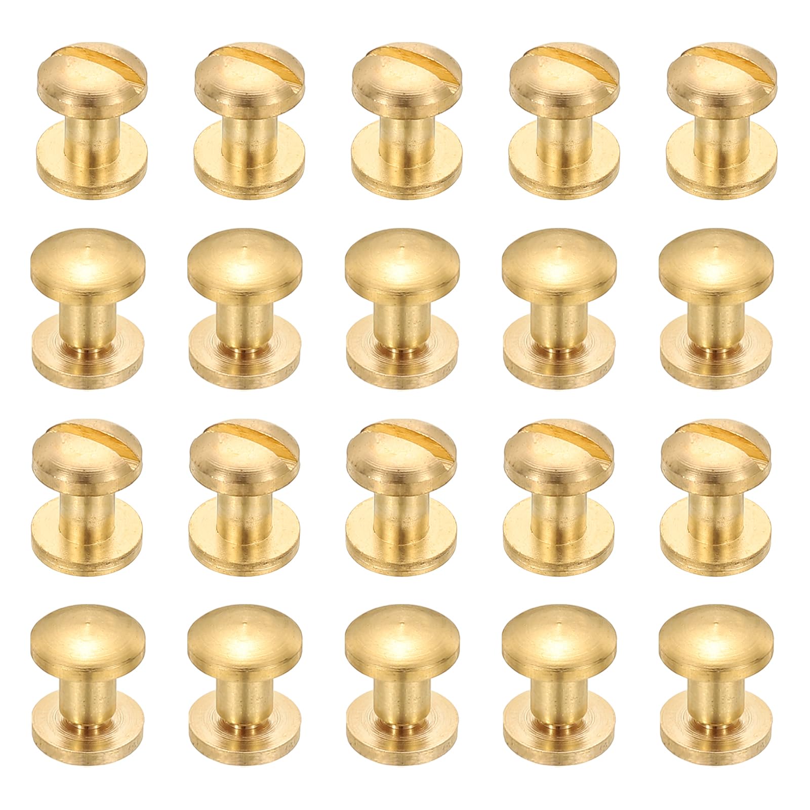 PATIKIL Chicago Screws, 20 Sets M4x3mm Brass Chicago Screw Phillips Binding Post Screw Rivets for Leather Belt Scrapbook Photo Albums, Gold