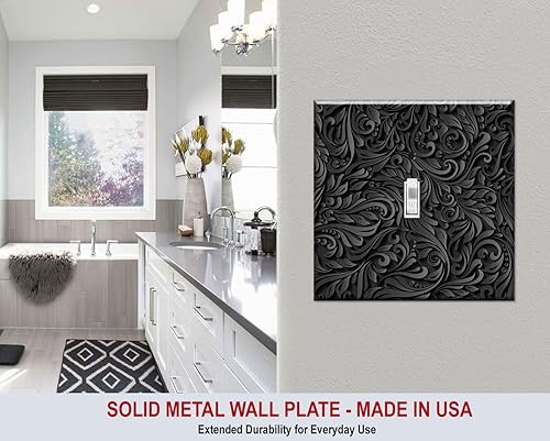Vista 14 de Art Plates - Placa decorativa de pared de metal con palanca de 1 banda - Cubierta de placa de interruptor de luz negra de una pandilla - Imagen