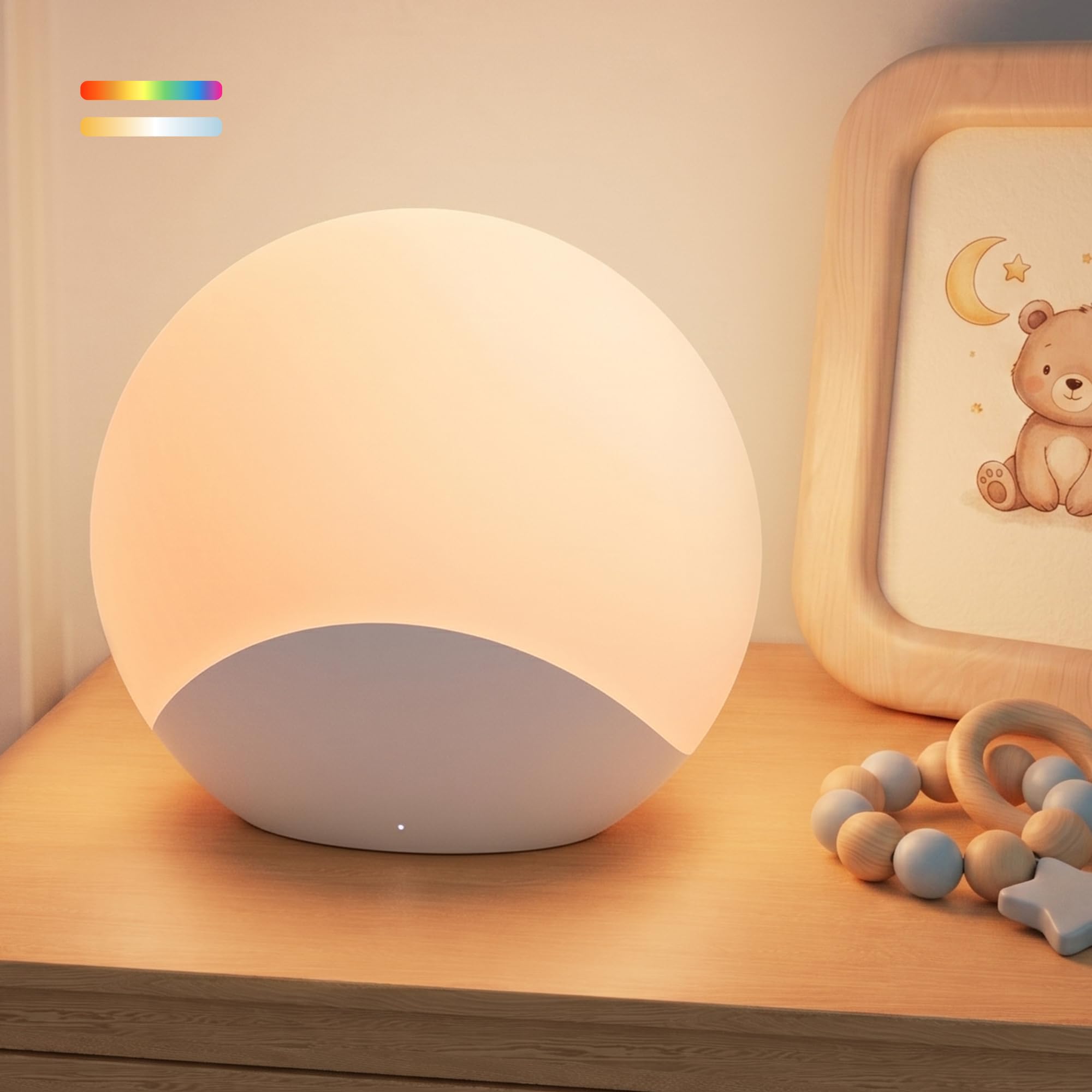 Lámpara de noche con cambio de color, atenuación y temporizador continuos, luz brillante suave recargable para guardería, niños, adultos, mesita de noche, alimentación, modo de sueño, iluminación