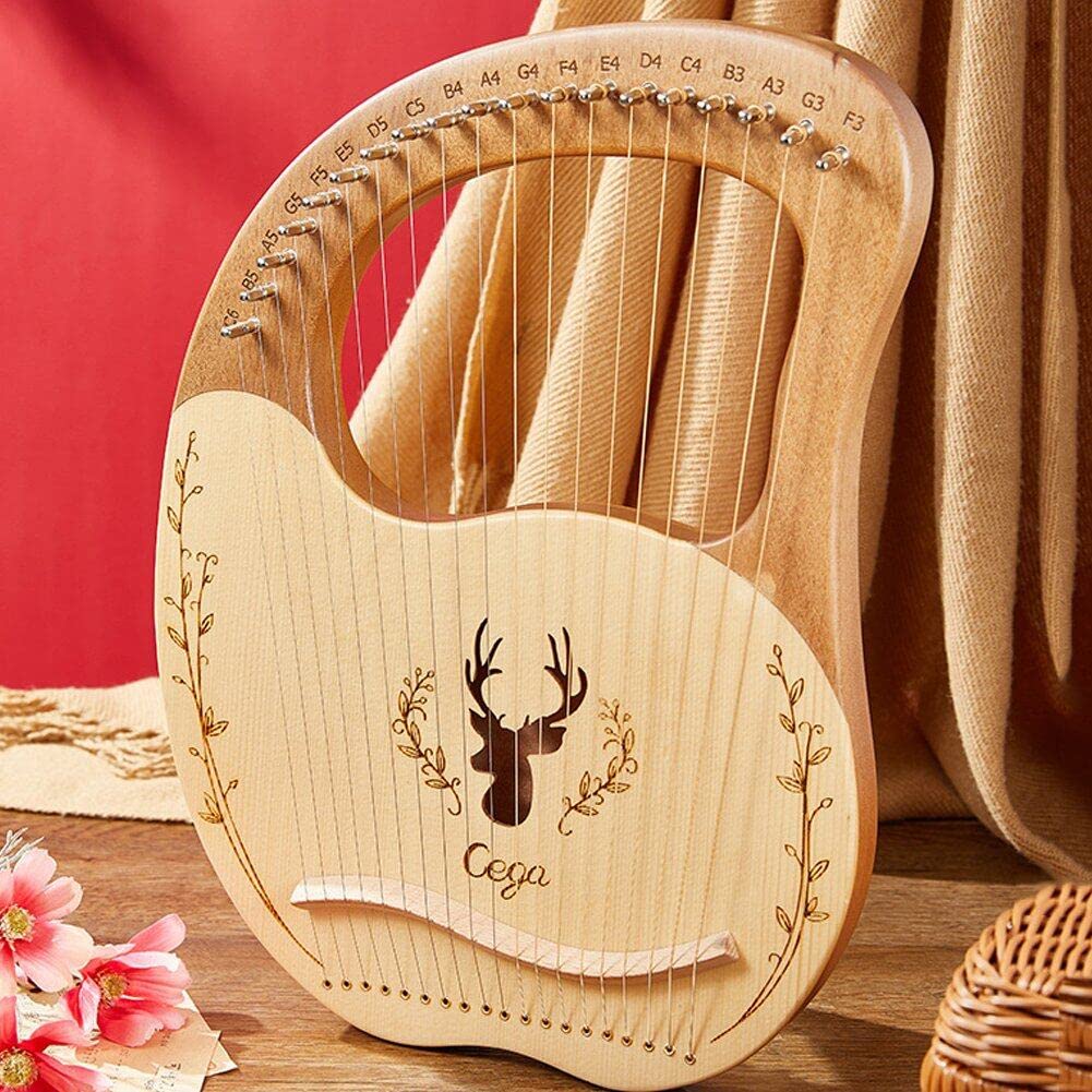 Harpe Lyre 19 Cordes en Acajou, Instrument de Musique avec Outil de réglage et Micro intégré