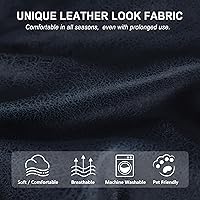 Vista 158 de Fundas para sillas reclinables con aspecto de cuero, funda elástica de 4 piezas, funda suave para silla reclinable, protector de muebles lavable