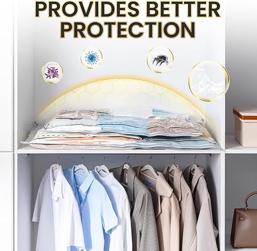 Miniatura 7 de TAILI Cremallera lateral larga  6 bolsas de almacenamiento al vacío extra grandes para ropa de cama para toallas, mantas, almohadas o ropa, bolsas