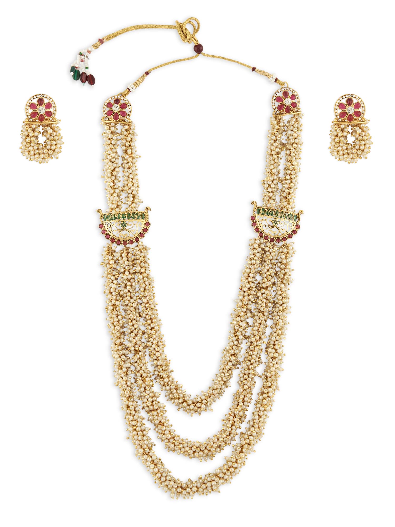 ZAVERI PEARLS Pink & Green Multi Layers Cluster Pearls Long Necklace & Earring Set For Women-ZPFK13669 (B0B1HTG232) Amazon Price History, Amazon Price Tracker