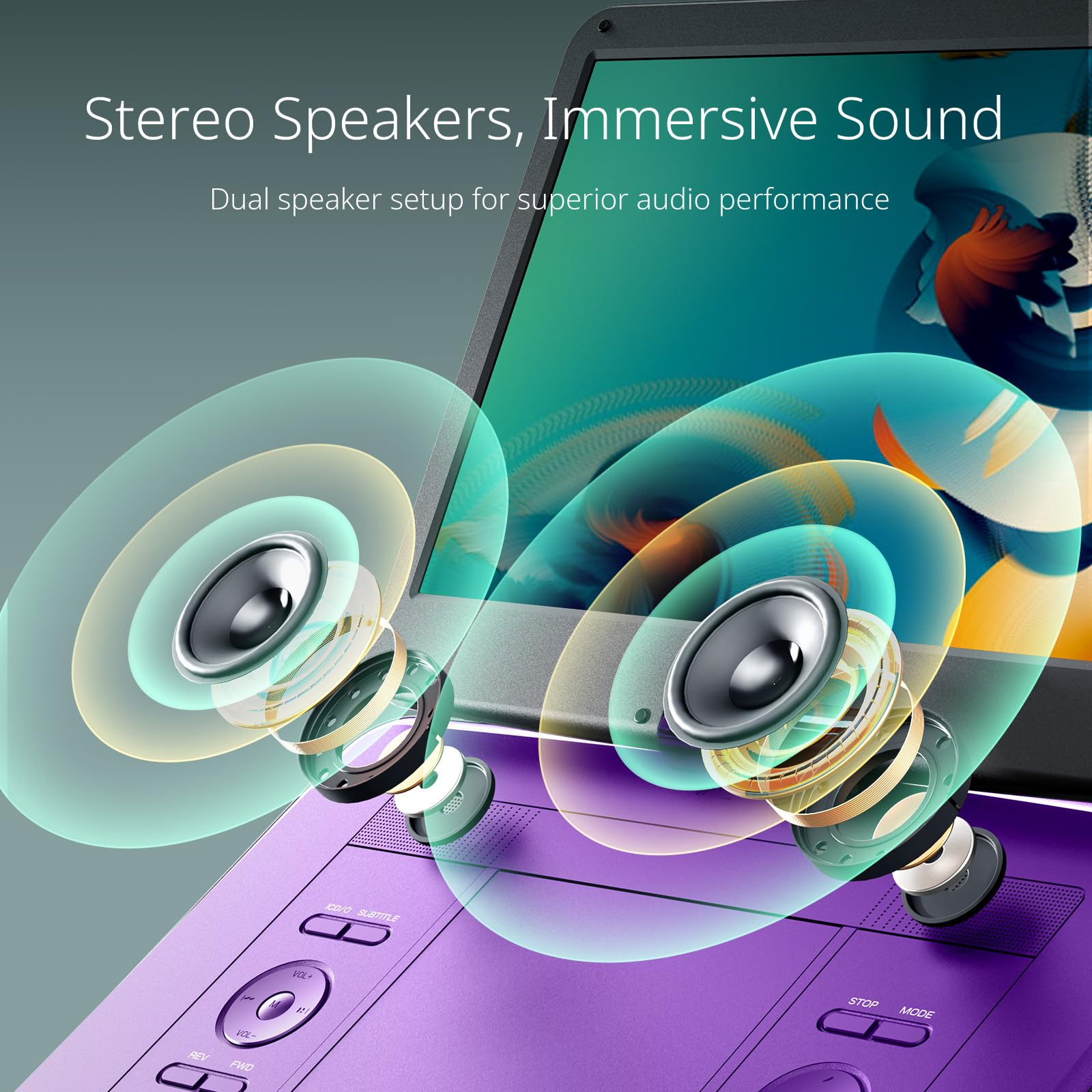 Yoton 17.6 Inch Portable DVD Player with 15.6 inch HD Big Screen Swivel Screen, 6 Hours Playtime with Built-in Battery, Dual Stereo Speaker, Support USB/SD Card/Sync TV and Formats