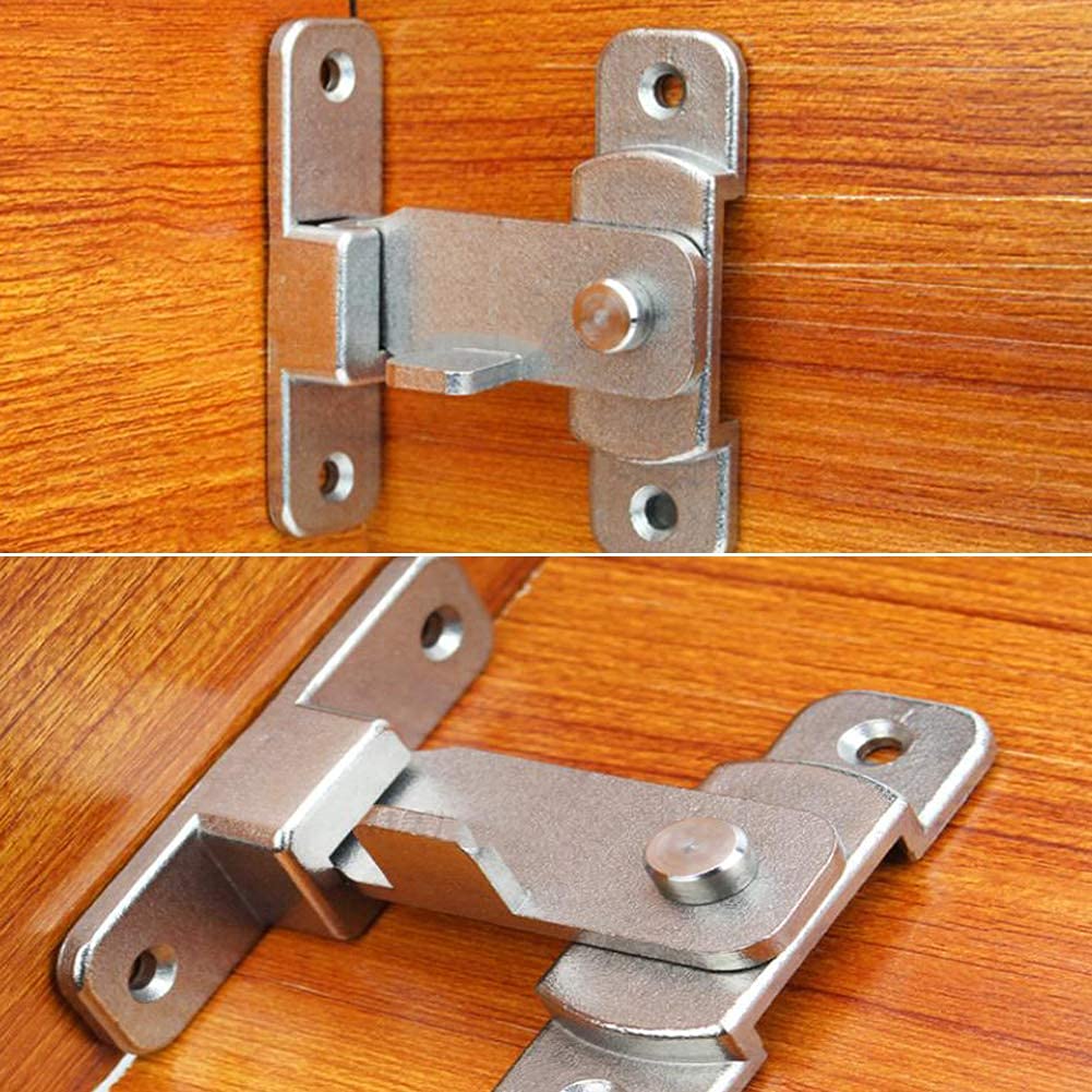 Türschloss, Türriegel-Schieberiegel, Schiebeschloss, 90-Grad-Edelstahl-Flip-Latch, rechtwinklig gebogene Türschnalle, schwere Schiebetürverriegelung, Sicherheits-Scheunentorschloss (Farbe: Silber)