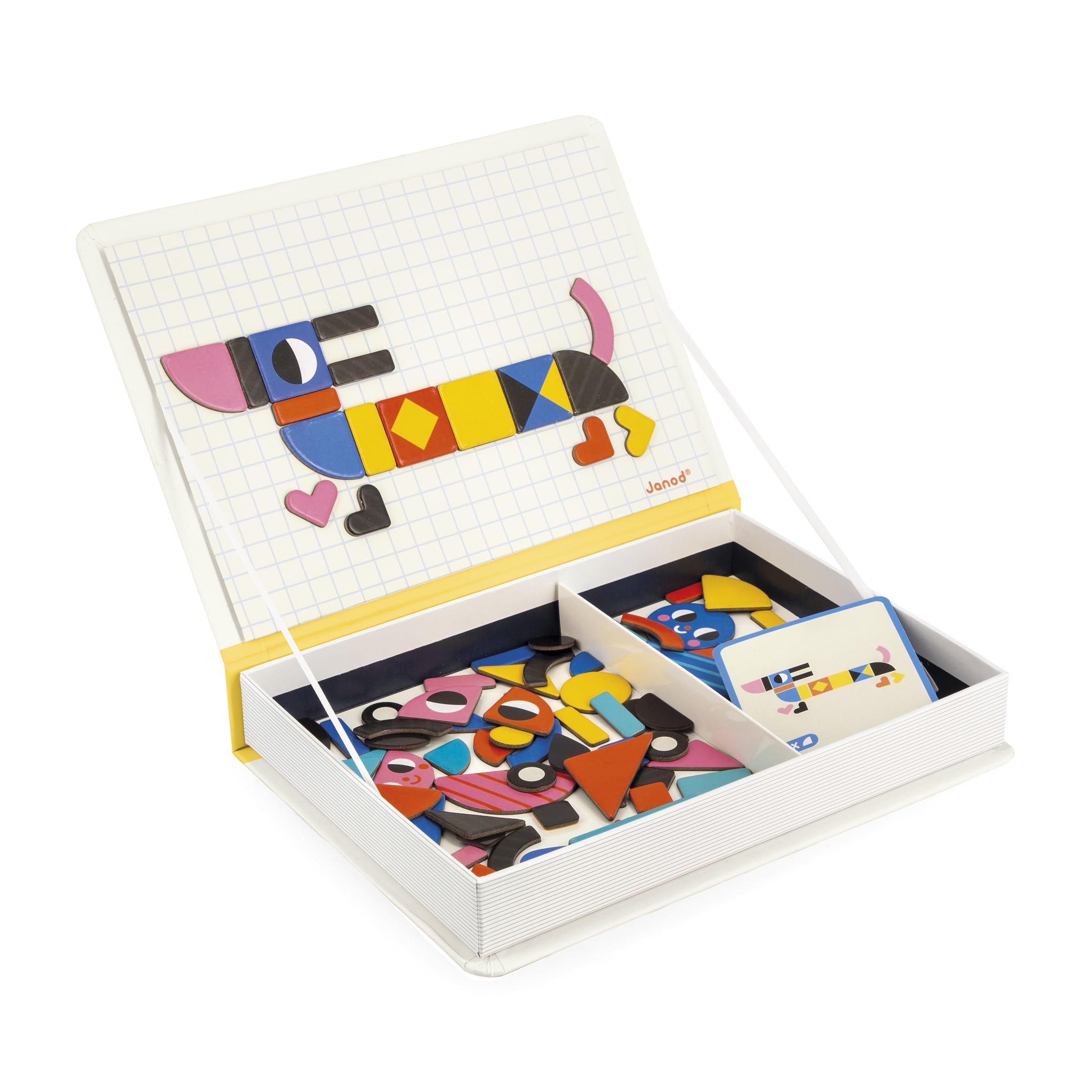 Janod - Magnéti'Book Moduloform - Gioco educativo Magnetico 85 magneti + 30 Modelli - Giocattolo per Bambini in Cartone FSC - Sviluppa destrezza e immaginazione - dai 3 Anni