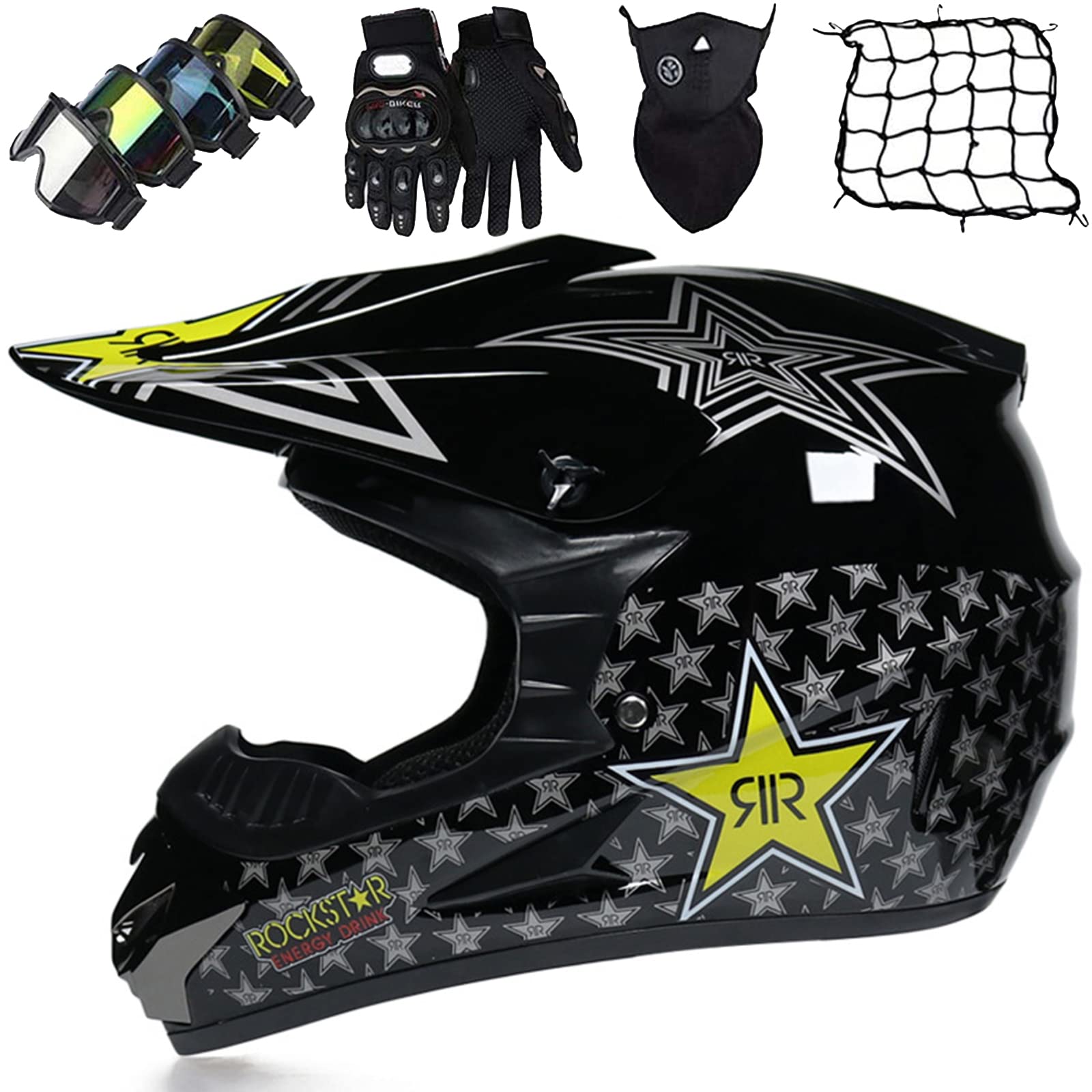 Casco Integrale Motocross, Casco da Cross per Bambini, Casco Downhill con Occhiali Guanti Face Mask Rete Del, Casco Gioventù Caschi del Motociclo - Adatto per Tutte Le Stagioni