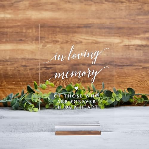 Miniatura 6 de Letrero de recuerdo con soporte, 5 x 7 pulgadas, acrílico transparente, para decoración de boda, fuente moderna, con soporte para boda y fiesta