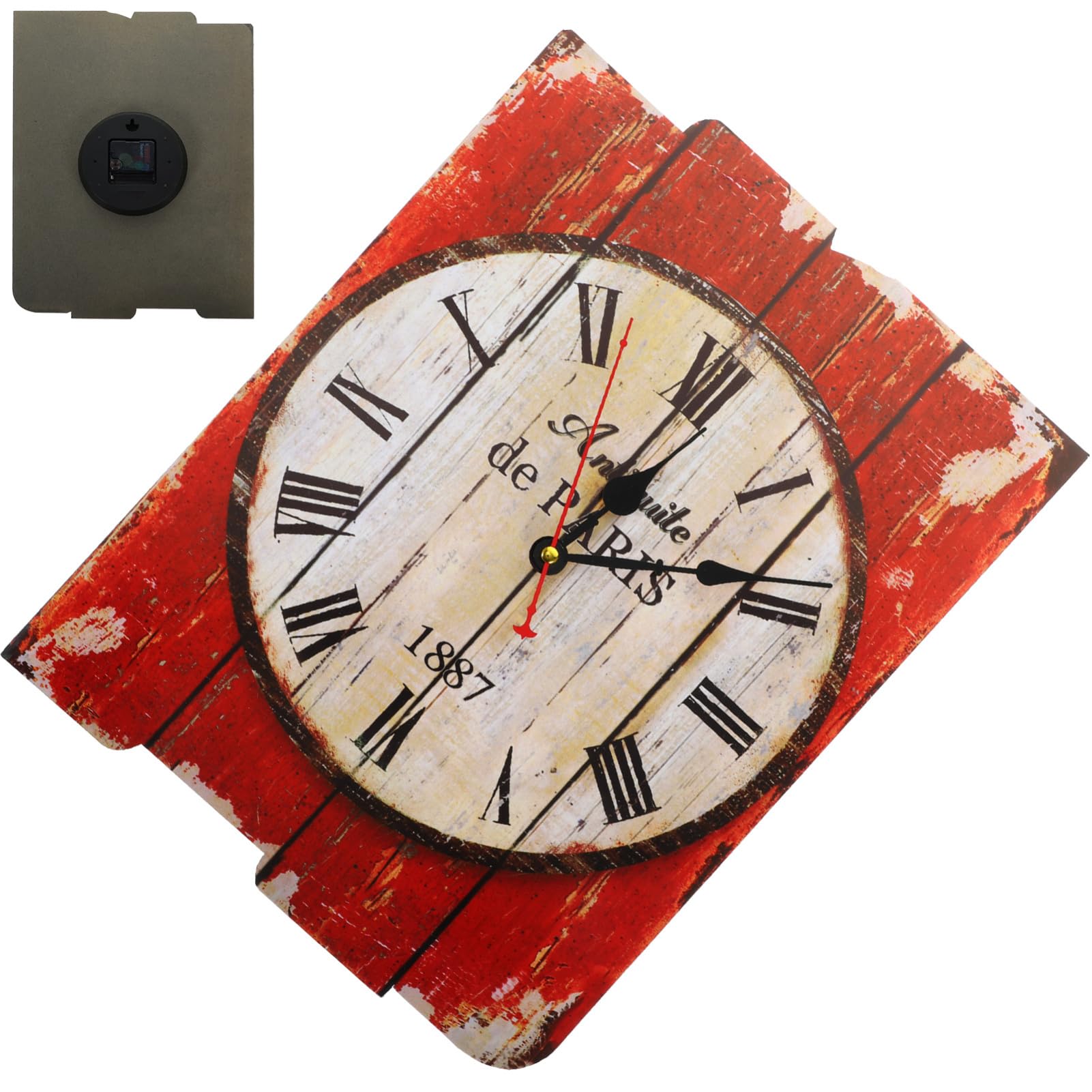 Horloge murale en bois vintage de 30 cm silencieuse pour salon
