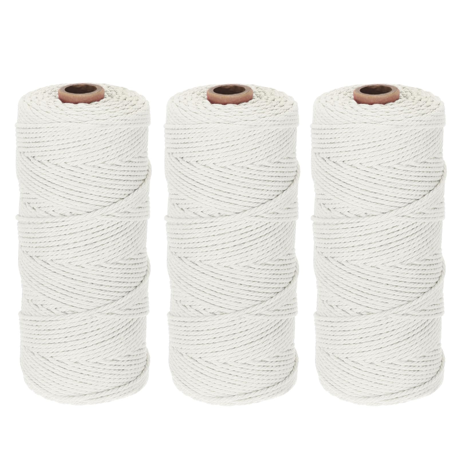 DMiotech 3 Pack 2mm x 170M (186 Yard) Beige Natural Cotton Macrame Rope