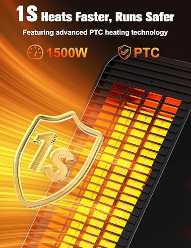 Miniatura 2 de BALKO Calentador de espacio, calentadores eléctricos portátiles para uso en interiores con termostato, modo de ventilador, control remoto,