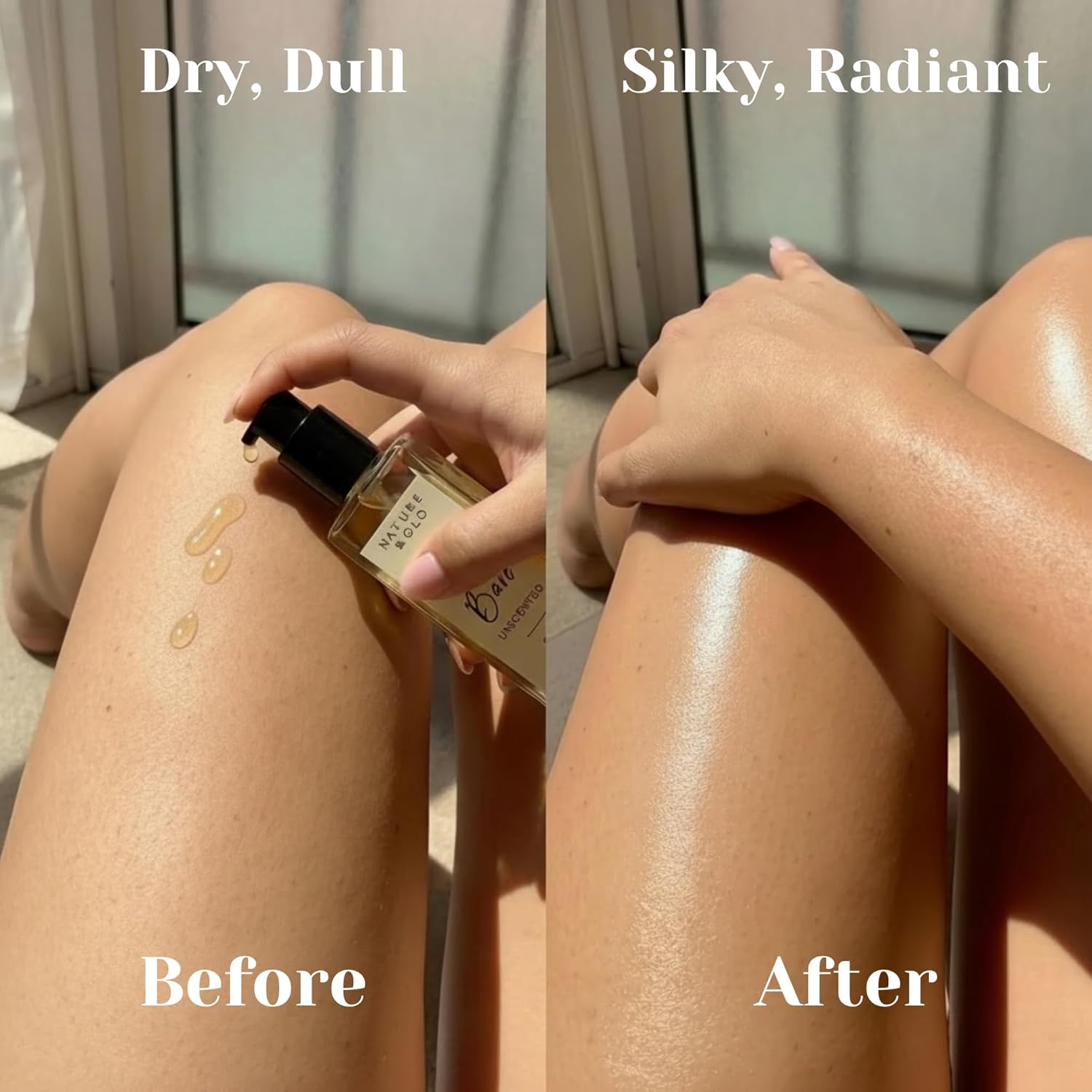 NATURE&GLO Nourishing Luxury Body Oil, Lightweight Fast-Absorbing with Squalane, Jojoba & Vitamin E, for All Skin Types, 8 fl oz, Unisex Scent (Coconut Ember)