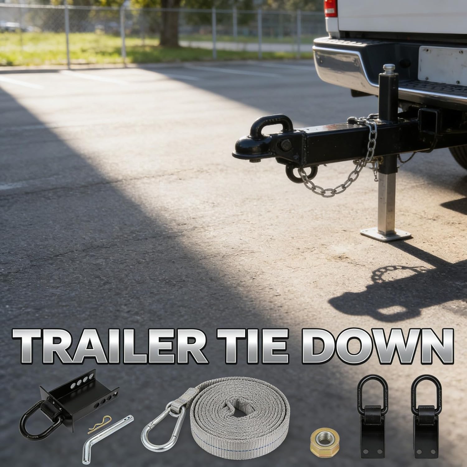 Trailer Stake Pocket D Ring, Steel Tie Down, 5400lbs Working Load Adjustable Height - Durable Powder Coated, Wide Hook Compatibility, Secure Load Management