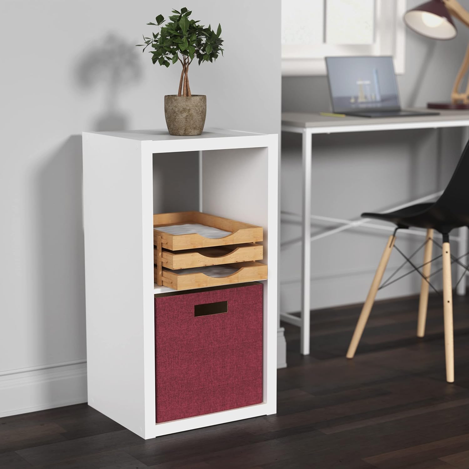 Kids' Playful White Cube Organizer Bookcase with Open Storage