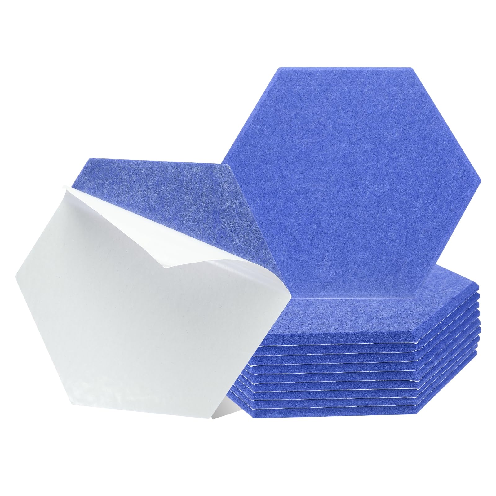 uxcell 12Pcs Acoustic Panel Self-Adhesive 12" x 10" x 0.4" Good Density Sound Proof Padding, Hexagon Sound Proof Absorbing Panels, Insulation Beveled Edge Wall Tiles (Sky Blue)