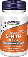 Vista 1 de NOW Suplementos, 5-HTP (5-hidroxitriptófano) 100 mg, Soporte de neurotransmisores*, 90 masticables