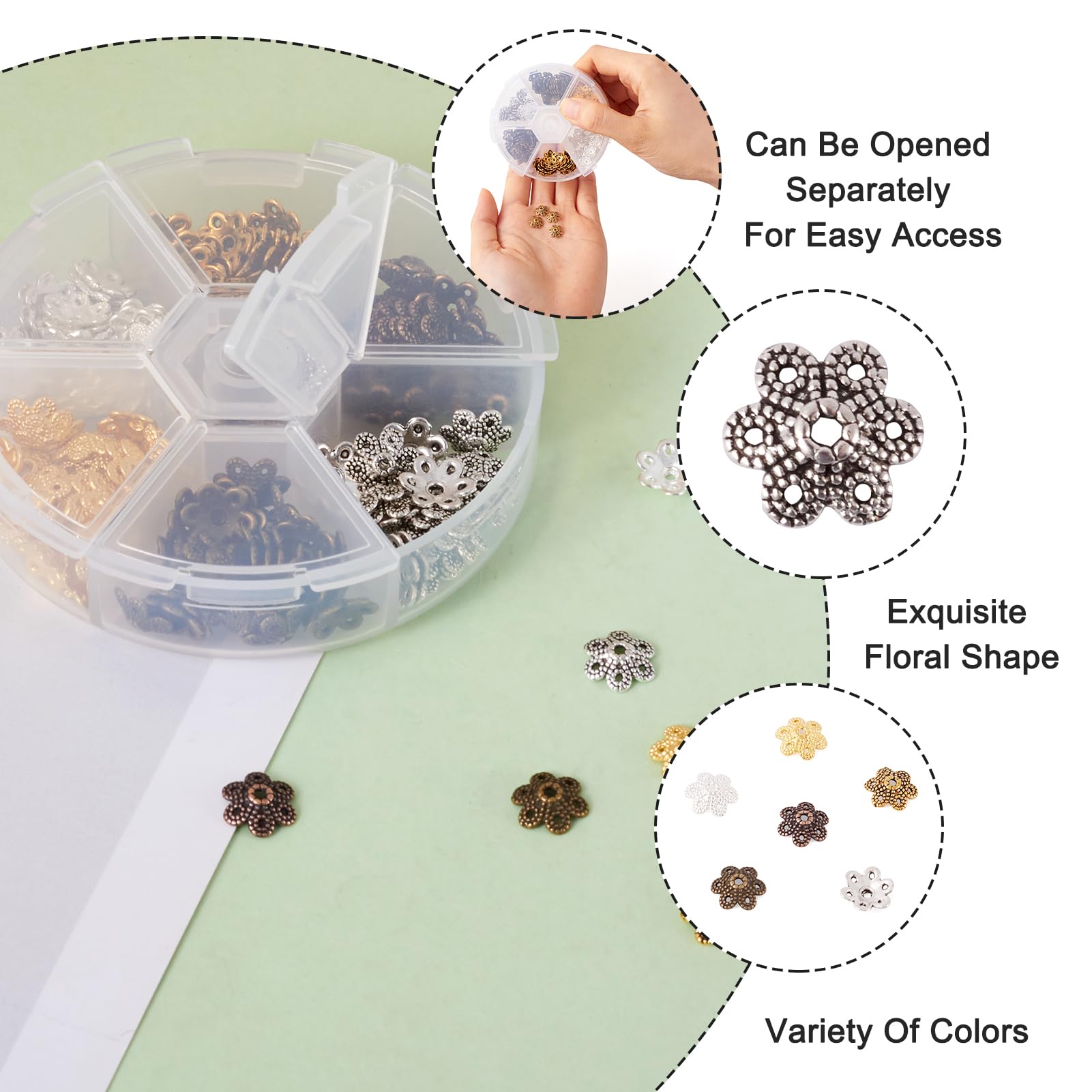 Lot De 300 Capuchons De Perles Pour La Fabrication De Bijoux, 7