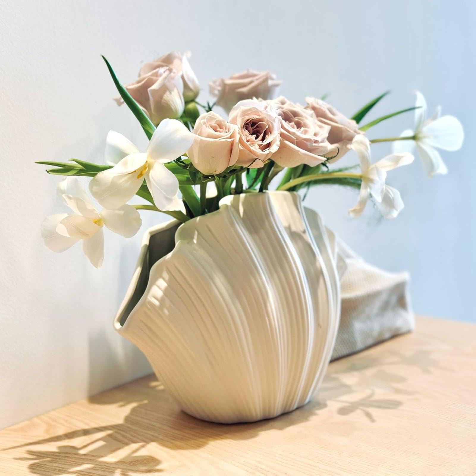 Muschel-Keramikvase, Muschel-Blumenvase,Einzigartige Vase Für Bauernhaus- Keramikvase, Moderne Kunst, Vasen, Blumentopf, Muschel