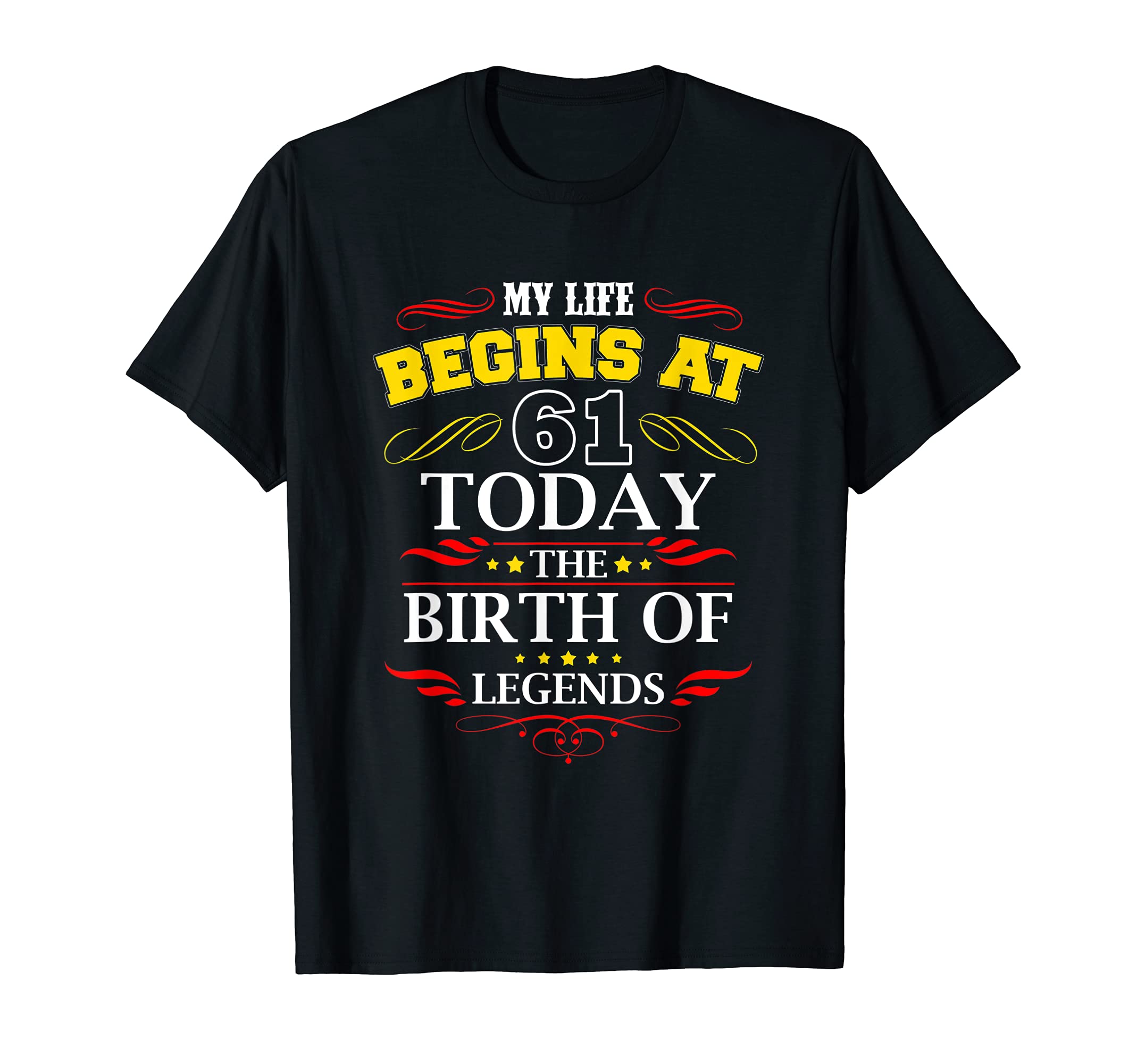 My Life Begins at 61 T-shirt, Adult 61th Birthday Shirt