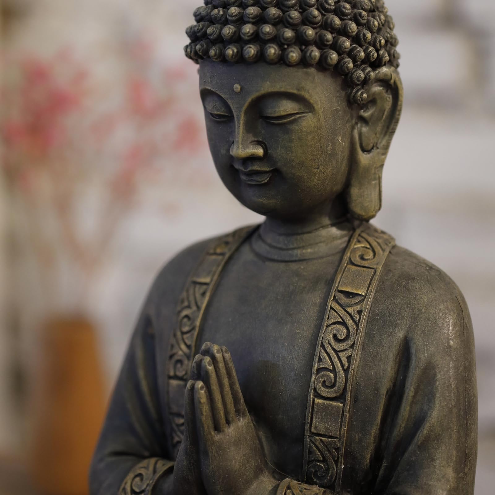 Zen Buddha Statue 40 cm Harz Patina Feng Shui Dekoration Bronze