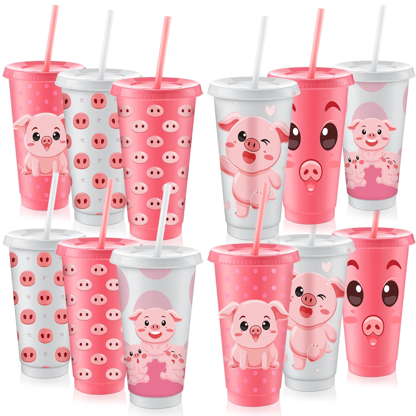 Gobelets de voyage réutilisables en plastique 700 ml avec pailles pour anniversaire