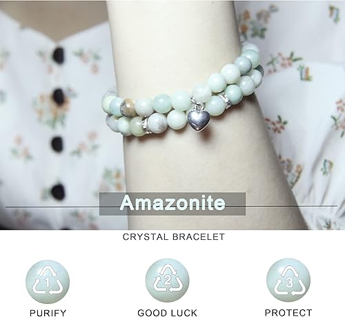 Miniatura 4 de 2 pulseras de cristal curativo para mujer, hechas a mano, oraciones curativas, cristal de 0.315 in, cuentas de piedra natural, pulsera para aliviar