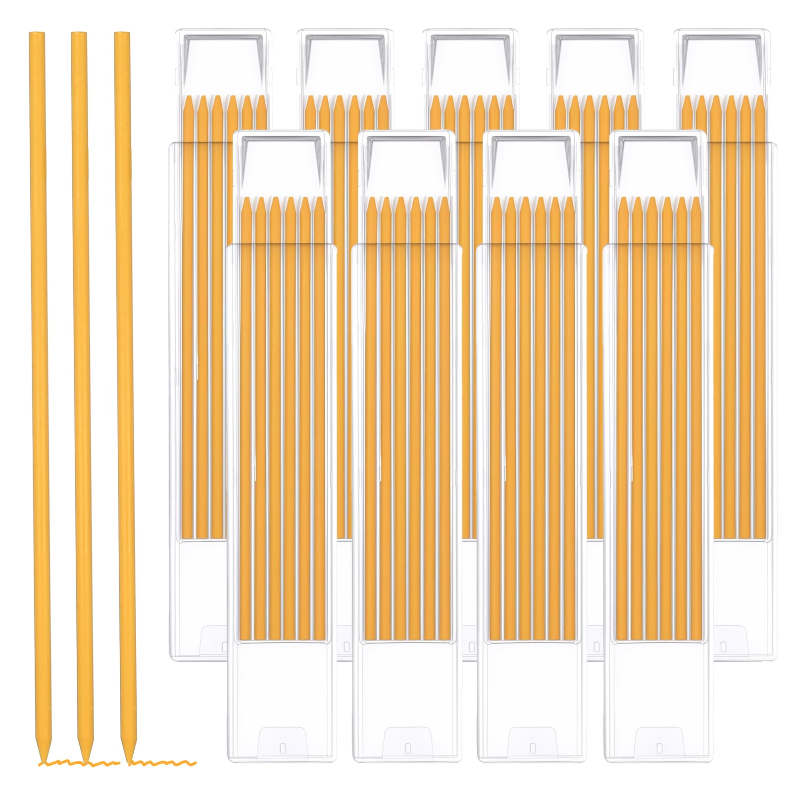 54 Pcs Tracer Pencil Refills, 2.8mm Pencil Lead Refills Replacement for Construction Pencils, Carpenter Pencils RefillsDeep Hole Marker Lead Refill for Construction Woodworking (Yellow)