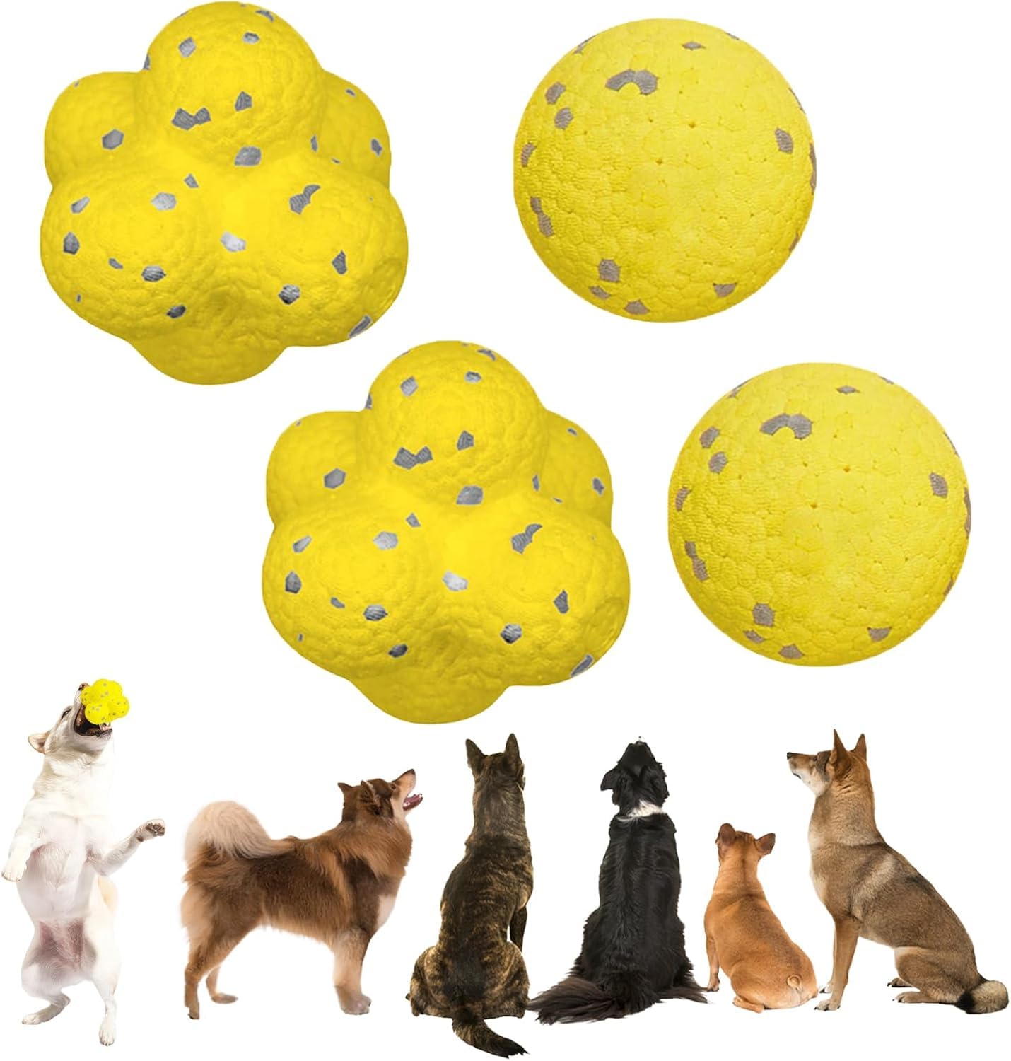 Boules calmantes pour chiens et boules à mâcher pour chiens de compagnie jaune x2