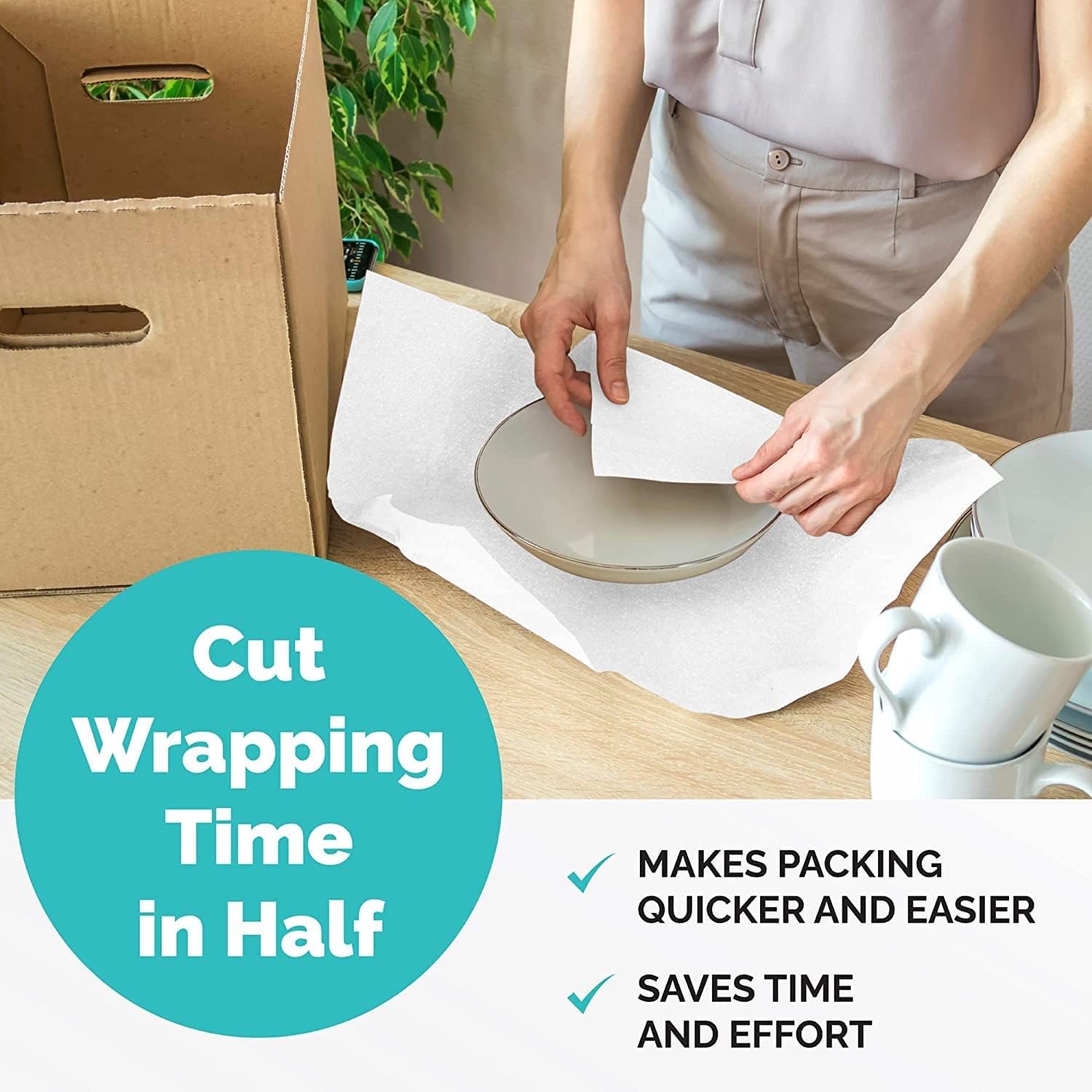 USA Moving Supply Cushion Foam Sheets 12” x 12” (50 Count), Packing Foam Supplies for Moving, Safely Wrap Dishes, Glasses & Furniture Legs