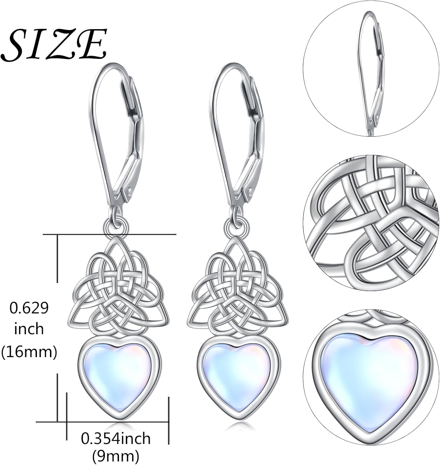 925 Sterling Silver Filigree Dangle Drop Earrings Daisy/Lotus/Rose Flower/Moonstone Leverback Teardrop Earrings for Women Infinity Celtic Knot Daisy Lotus Jewelry for Mothers Day - Image 5