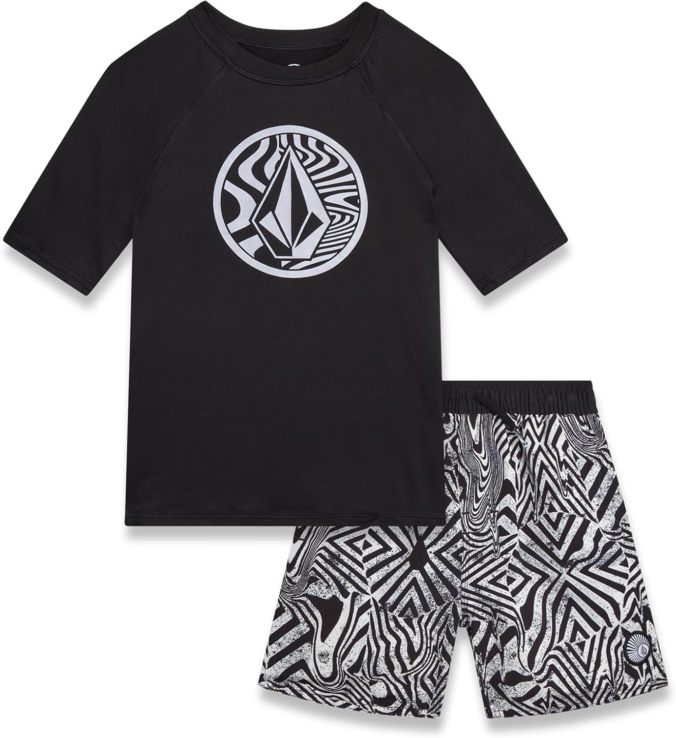 Volcom Baby Boys Swimsuit Set - 2 Piece Swimwear Short Sleeve Rash Guard Swim Shirt and Swim Trunks for Infants & Toddlers