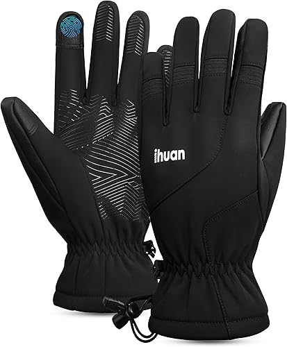 ihuan Guantes impermeables de invierno para hombres y mujeres, cálidos, para correr, ciclismo, nieve, esquí, para clima frío, material térmico