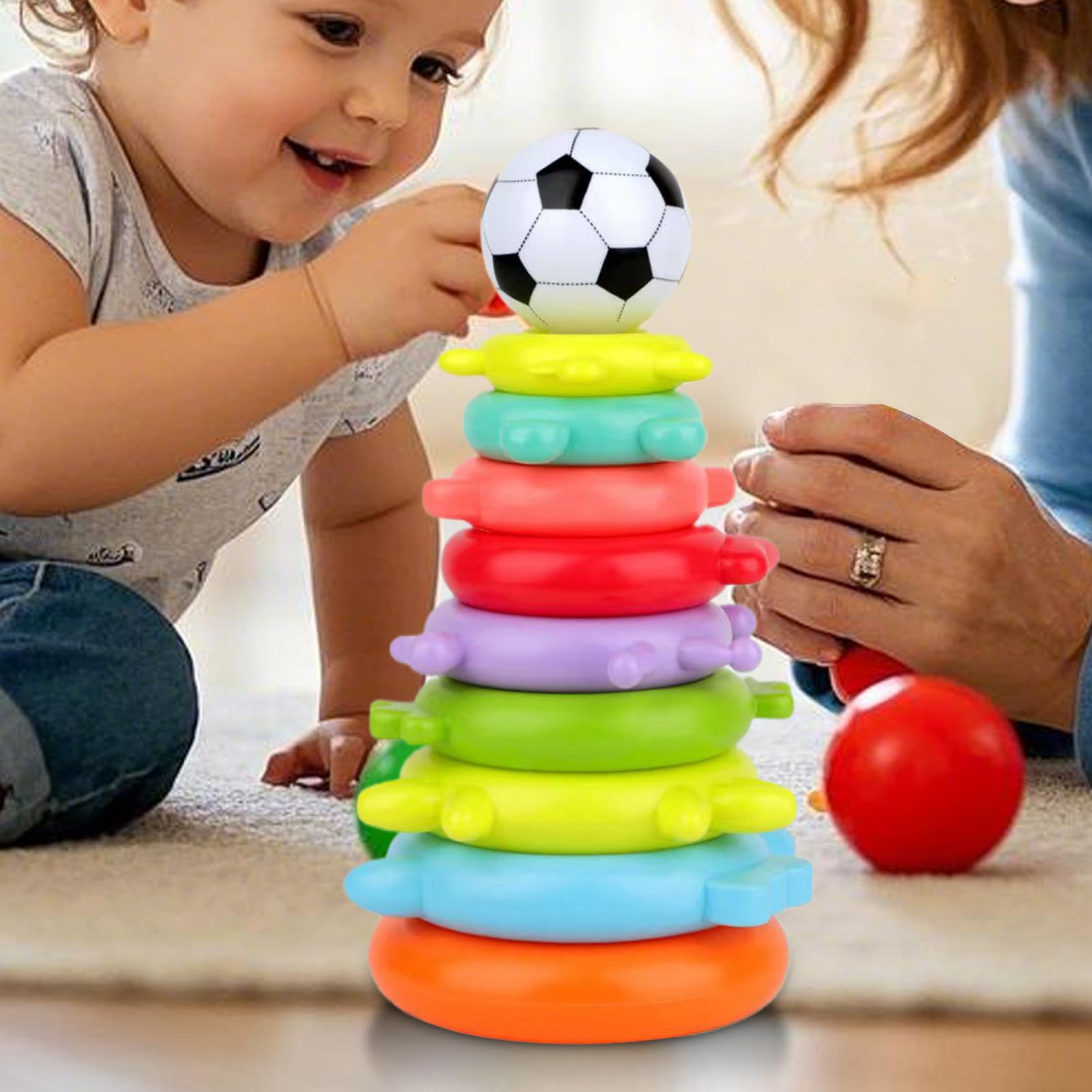 Générique Stacking Ring Toy, Rainbow Balance Game, Preschool Learning Stacker Toy for Traveling, Schools, Daycare Centers, and Kindergarten Educational Play