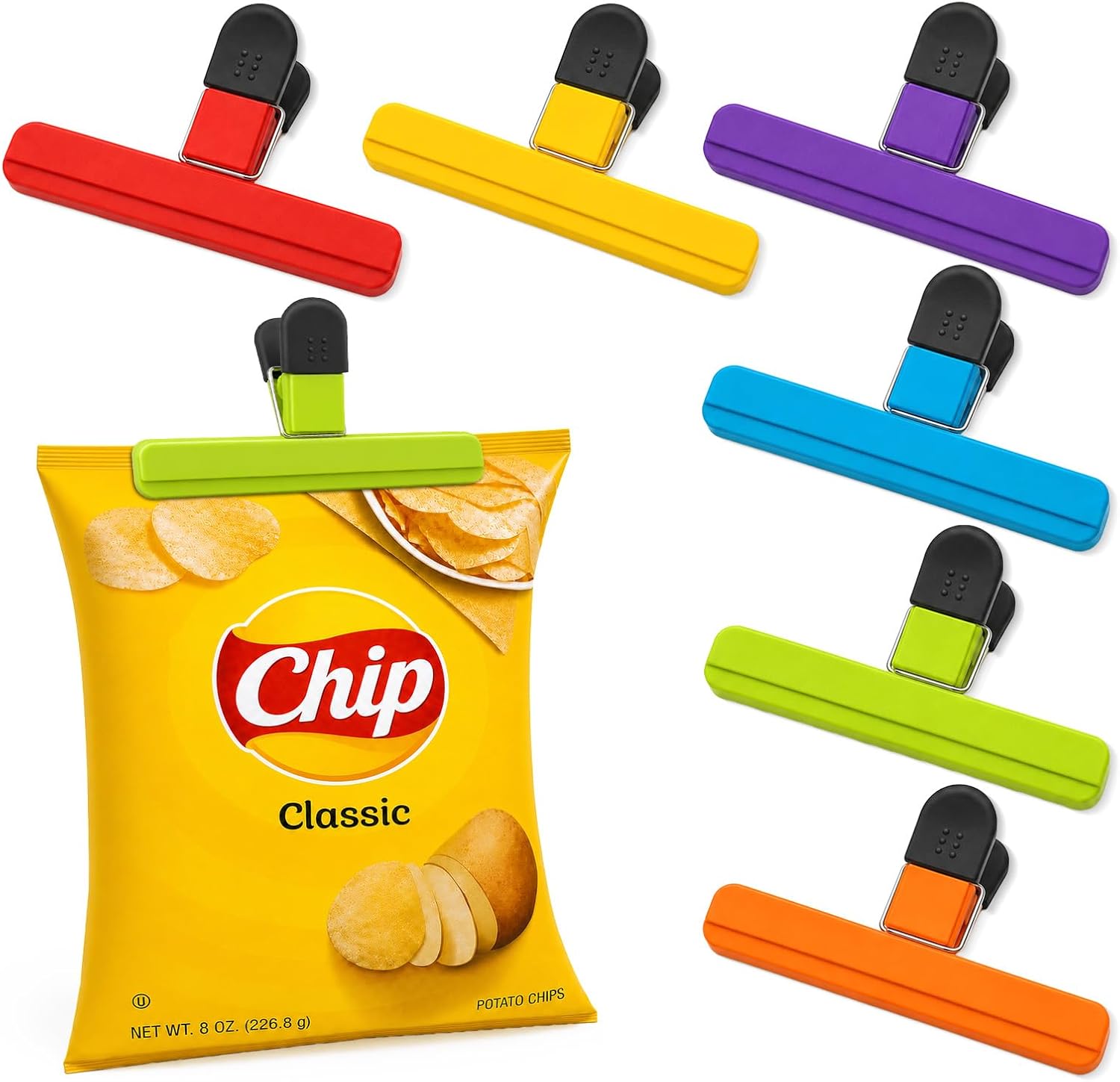 8 Pack Chip Clips Bag Clips, Food Clip for Food Storage|4 x L,4 x S