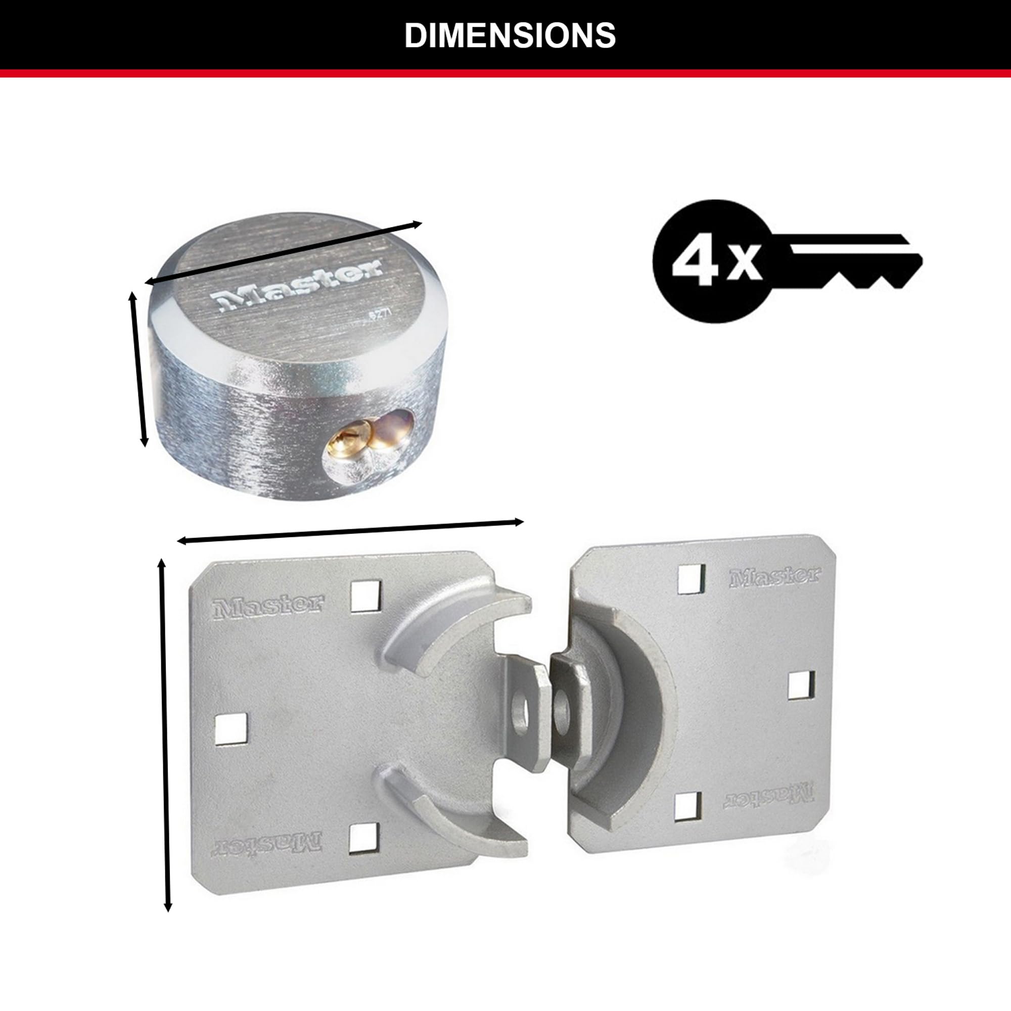 Master Lock 736EURD Antivol pour Porte de Véhicule Utilitaire, Cadenas et Moraillon Haute Sécurité, Idéal pour les Fourgonnettes, les Camions, les Garages, les Entrepôts Argent