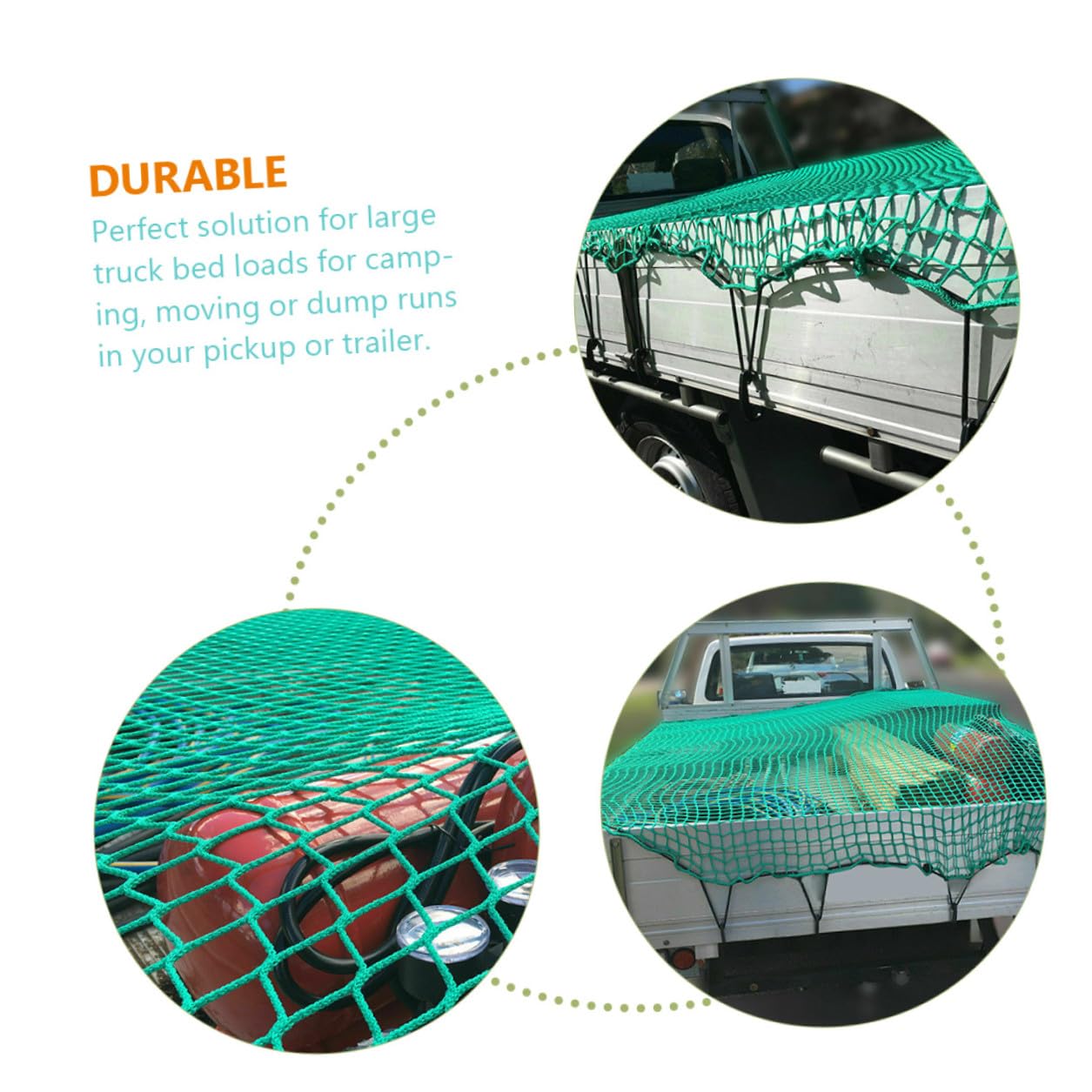 Abaodam Rete di Carico in Nylon per Camion e Rimorchio con Corde Elastiche e 15 Ganci, Resistente All'abrasione, per Trasporto Sicuro e Protezione Bagagli
