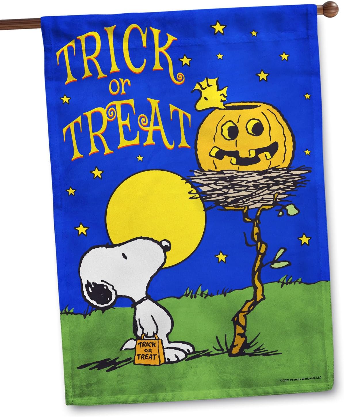 Flagology.com, PEANUTS®, PEANUTS® Trick or Treat House of Jack – House Flag 28" x 40", Officially Licensed PEANUTS®, Halloween